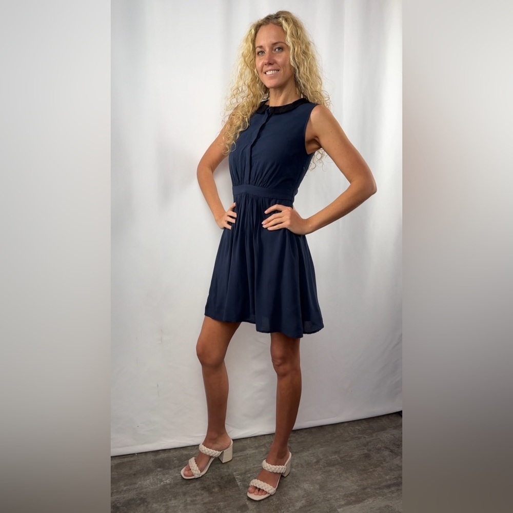Jack Wills Sleeveless Pocket Mini Dress in Navy Blue Size 2
